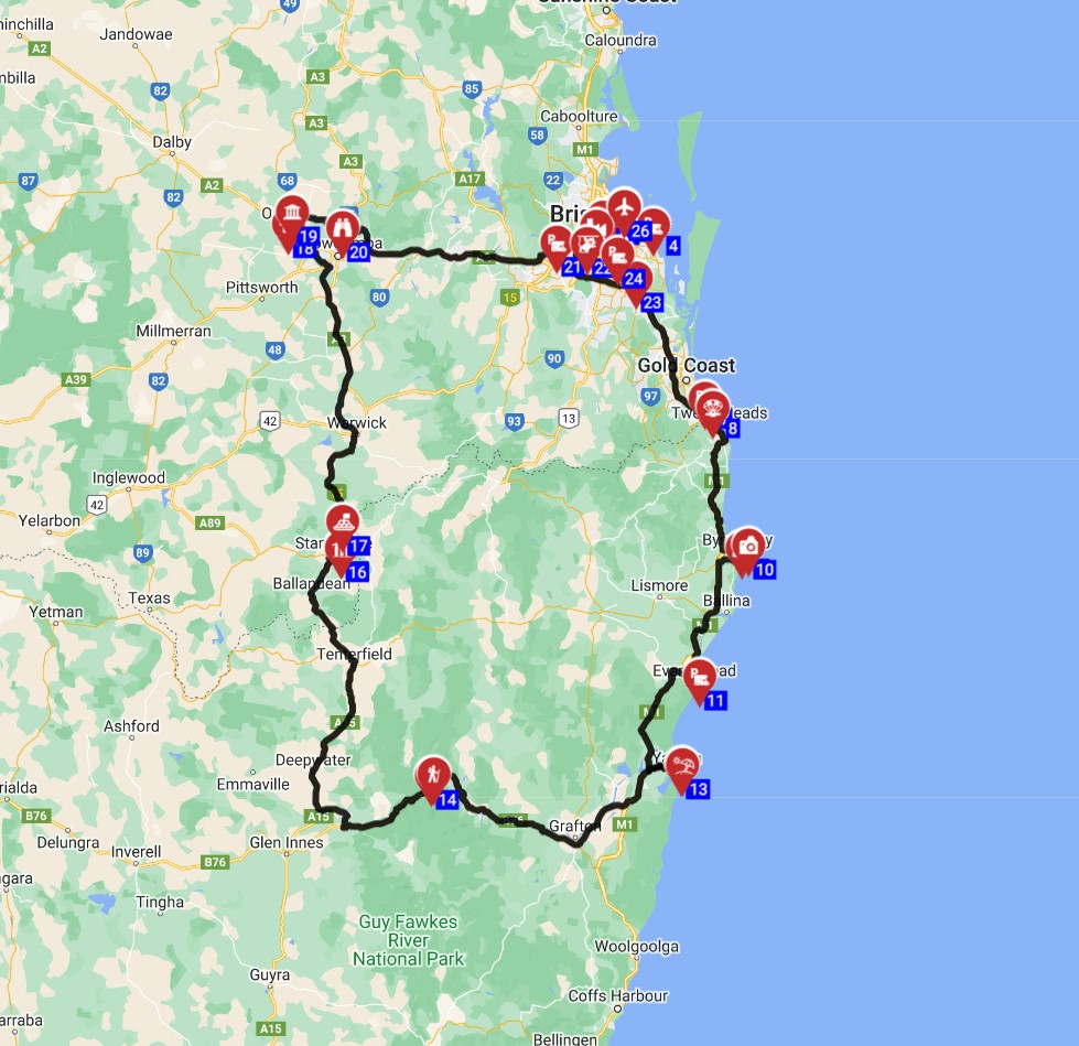 Brisbane Round trip south - An East Coast  Inland Escape